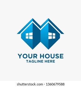Blue house logo design