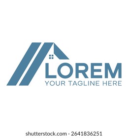 Blue house logo design isolated on white background