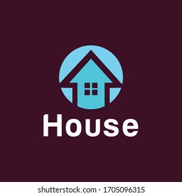 Blue House logo design vector template with silhouette icon Concept style for company.