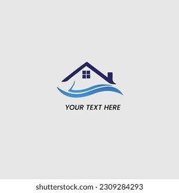 blue house logo template 3d