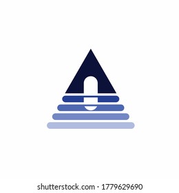 logotipo de la casa azul, logotipo de la casa triangular
