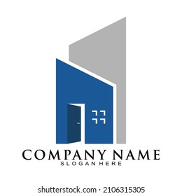 Blue house modern vector logo