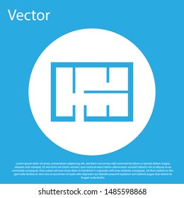 Blue House plan icon isolated on blue background. White circle button. Vector Illustration
