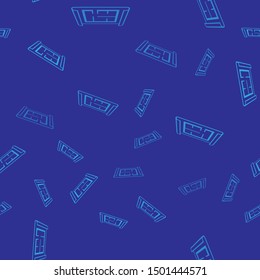 Blue House plan icon isolated seamless pattern on blue background.  Vector Illustration