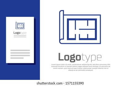Blue House plan icon isolated on white background. Logo design template element. Vector Illustration