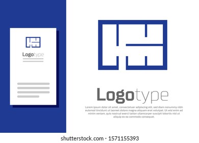 Blue House plan icon isolated on white background. Logo design template element. Vector Illustration