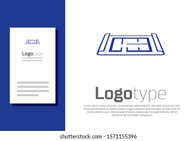 Blue House plan icon isolated on white background. Logo design template element. Vector Illustration