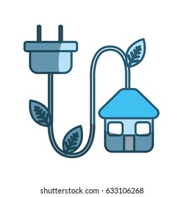 blue house with reduce power cable icon