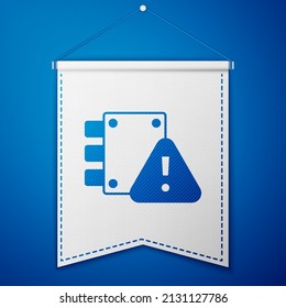 Blue House under protection icon isolated on blue background. Home and lock. Protection, safety, security, protect, defense concept. White pennant template. Vector