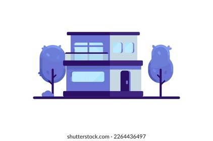 Blue house vector illustration in cartoon style. Flat modern house in nature. Clear colors illustration for game,ui and more. 