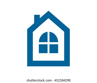 blue house window housing home residence residential real estate image vector icon