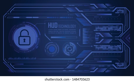 Blue HUD cyber circuit future technology concept background
