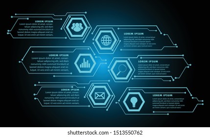 Blue HUD cyber circuit future technology concept background