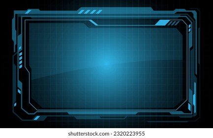 Blue HUD display screen circuit glass glossy technology blank space on square mesh design ultramodern creative vector illustration.