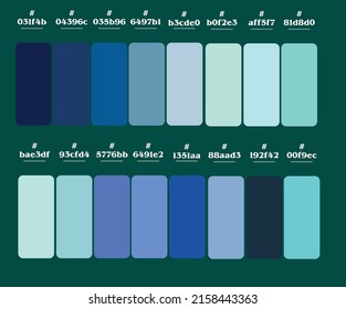 lot blue hue colors palette and color numbers  vectored design  