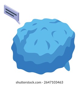 Blue human brain is processing information coming from a speech bubble