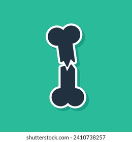 Blue Human broken bone icon isolated on green background.  Vector