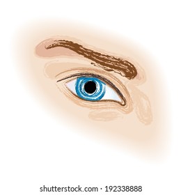 Blue human eye close-up