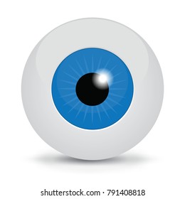Blue human eyeball isolated on a white background