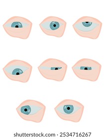 Blue Human Eyes in Different Directions