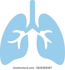 Blue human lungs icon with trachea and bronchi. Medical symbol for respiratory system, pulmonology, breathing, and healthcare. Suitable for medical infographics and health concepts.
