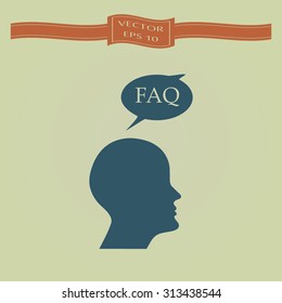Blue human profile picture with FAQ icon 