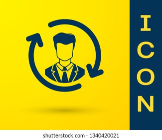 Blue Human resources icon isolated on yellow background. Concept of human resources management, professional staff research, head hunter job. Vector Illustration
