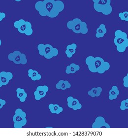 Blue Humidity icon isolated seamless pattern on blue background. Weather and meteorology, cloud, thermometer symbol. Vector Illustration