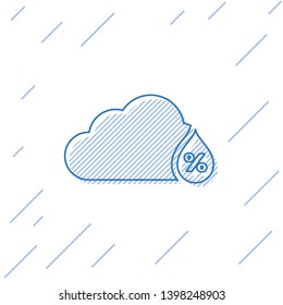 Blue Humidity line icon isolated on white background. Weather and meteorology, cloud, thermometer symbol. Vector Illustration