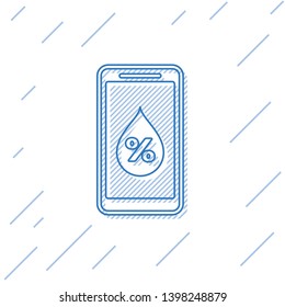 Blue Humidity for smart home line icon isolated on white background. Weather and meteorology, thermometer symbol. Vector Illustration