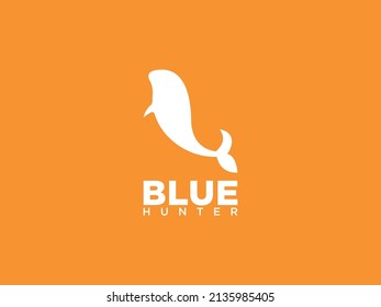Blue Hunter Custom logo - Blue Whale Logo Design