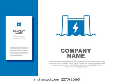 Blue Hydroelectric dam icon isolated on white background. Water energy plant. Hydropower. Hydroelectricity. Logo design template element. Vector