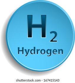 Blue hydrogen circle button. eps10