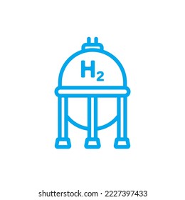 Blue hydrogen tank line icon. Hydrogen fuel storage concept. H2 gas tank sphere. Sustainable energy resources. Alternative energy sources. Eco friendly fuel. vector