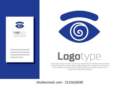 Blue Hypnosis icon isolated on white background. Human eye with spiral hypnotic iris. Logo design template element. Vector