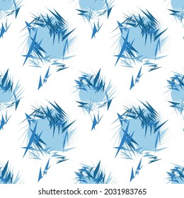 Blue Ice Abstract Pattern Expressionism Digital Illustration. Vector Design Seamless Modern Texture.