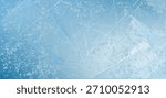 Blue ice background with scratches and cracks. Frozen lake surface, Christmas winter skating rink. Vector illustration for New Year, winter sports, and activities.
