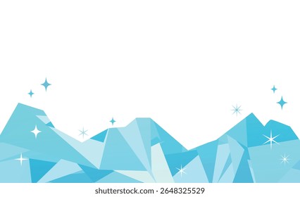 Blue ice background with stars and snowflakes. Vector illustration