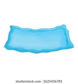Blue ice block floating on water surface illustration isolated on white background