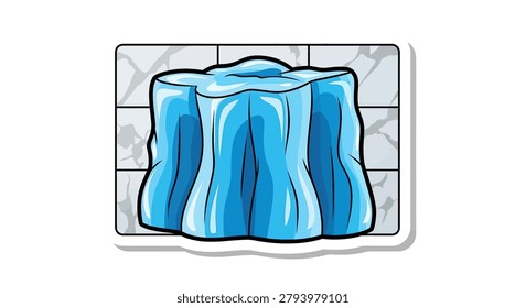 A blue ice block with melting edges