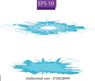 Blue ice cracks destruction, transparent background