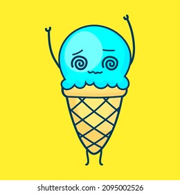 blue ice cream character vector
