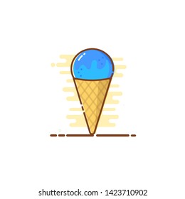 Blue ice cream cone icon illustration. Ready to use in any project website and mobile app