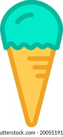 Blue ice cream in cone, illustration, vector on a white background.