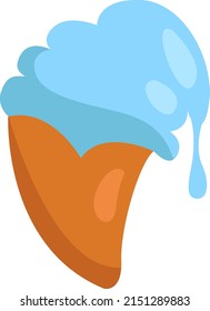 Blue ice cream in cone, illustration, vector on a white background.