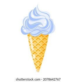 Blue Ice cream cone or sundae with topping. Summer healthy sweetness