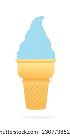 Helado azul en cono, vector