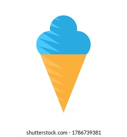 blue ice cream icon in a cone on a white isolated background. Vector image eps 10