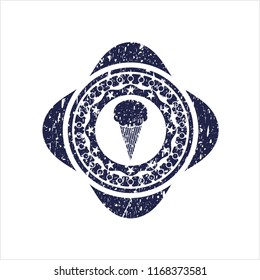 Blue ice cream icon inside grunge style stamp