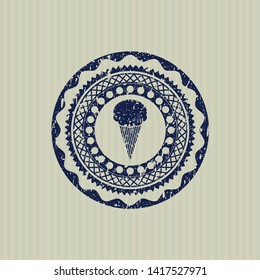 Blue ice cream icon inside distressed grunge seal